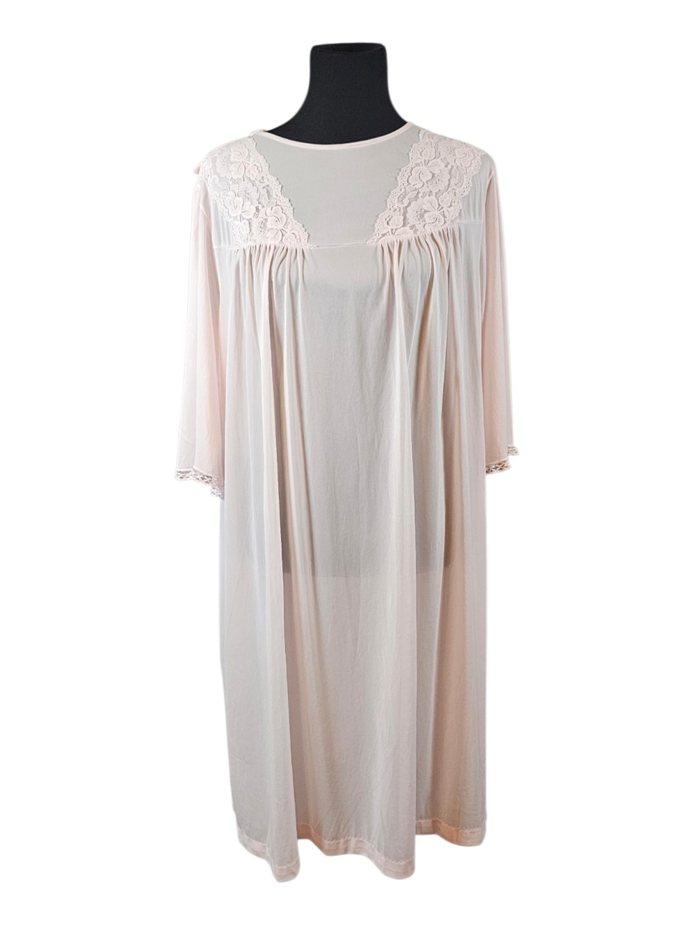 Vintage Nancy King Pink Lace Hospital Maternity Gown 2XL Made USA